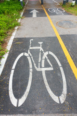 Biking sign on road