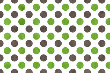 Fototapeta na wymiar Watercolor green and grey polka dot background.