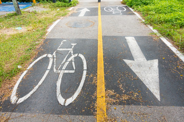 Obraz premium Biking sign on road