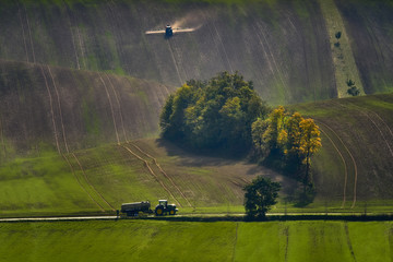 Fototapeta premium Field works in Moravia, Czech Republic