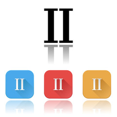 II roman numeral icons. Colored set with reflection