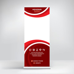
Banner roll-up design, business concept. Graphic template roll-up for 
exhibitions, banner for seminar, layout for placement of photos.
Universal stand for conference, promo banner vector.