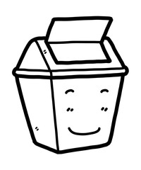 smile trash cartoon / vector and illustration, black and white, hand drawn, sketch style, isolated on white background.
