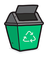 recycle bin / cartoon vector and illustration, hand drawn style, isolated on white background.