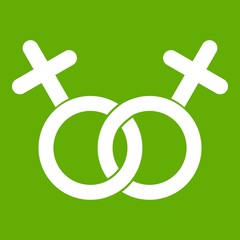 Lesbian love sign icon green