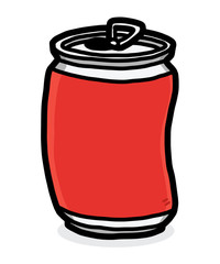 red soft drink can / cartoon vector and illustration, hand drawn style, isolated on white background.