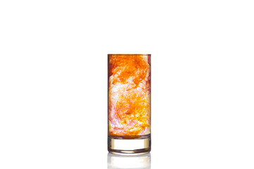 rainbow cocktail on isolated white background composition photography