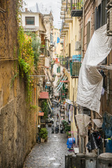 Naples / Italy - November 30 2017: City streets full of people in Naples, Italy