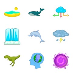 Clime icons set, cartoon style
