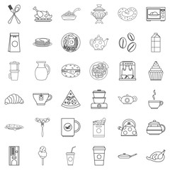 Feast icons set, outline style
