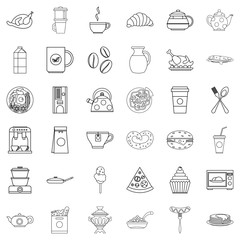 Eatables icons set, outline style