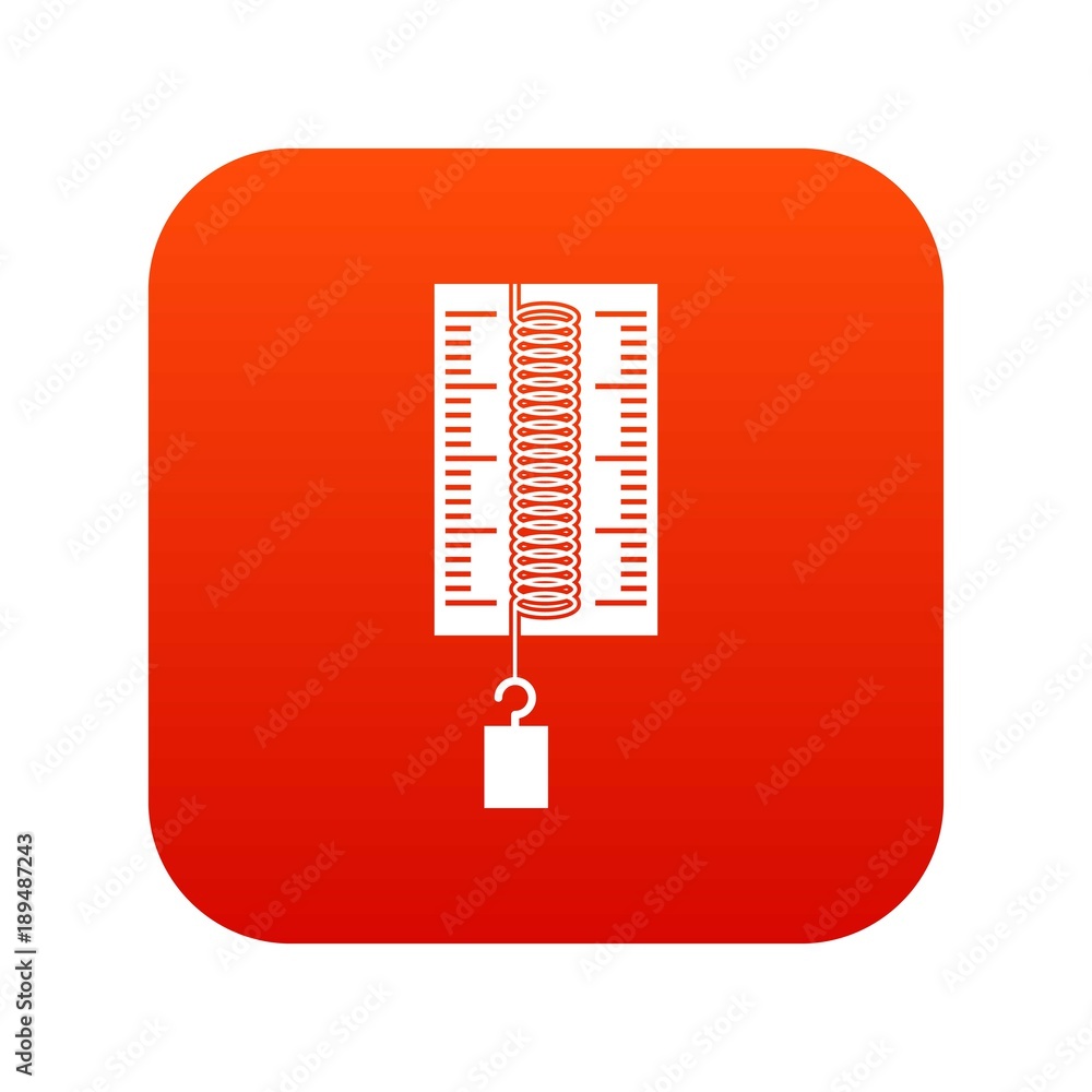 Poster physics dynamometer for laboratory work icon digital red