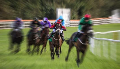 Papier Peint photo autocollant Léquitation intense motion blur speed on racehorses