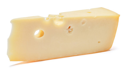 swiss cheese or cheddar on white background