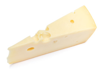 swiss cheese or cheddar on white background