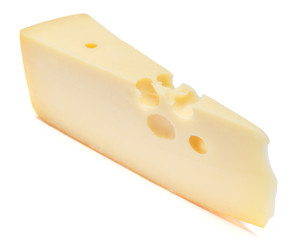 swiss cheese or cheddar on white background
