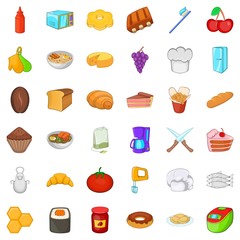 Repast icons set, cartoon style