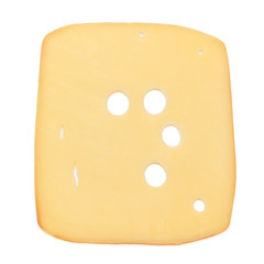 swiss cheese or cheddar on white background