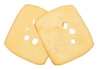 swiss cheese or cheddar on white background