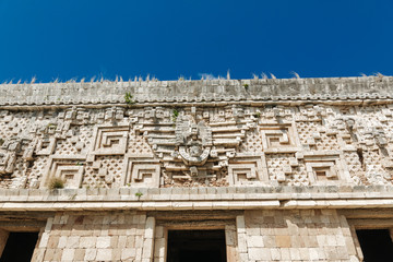 Mayan stone carvings in Uxmal Mexico