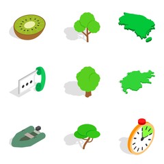 Environmentally friendly icons set, isometric style