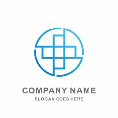 Obraz premium Medical Pharmacy Healthcare Geometric Cross Hospital Clinic Wellness Business Company Stock Vector Logo Design Template