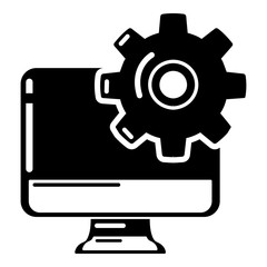 Monitor repair icon, simple style.