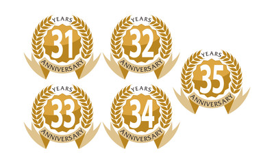 Ribbon Anniversary Leaf Template Set