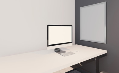 Modern office Cabinet. Meeting room. 3D rendering.. Blank paintings