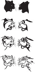 cats, fight, portrait, image, vector