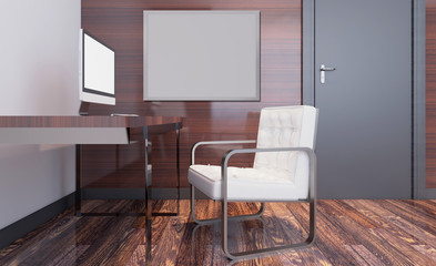 Modern office Cabinet. Meeting room. 3D rendering.. Blank paintings