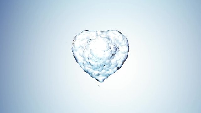 Water splash in the form of a heart. Blue background. 3d rendering