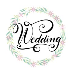 round shaped hand drawn frame border with leaves and flowers for invitation and greeting cards