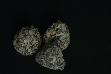 crumbles waffles on chocolate candy 