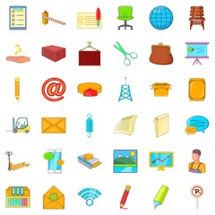 Email icons set, cartoon style