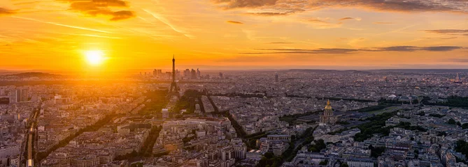 Fototapeten Skyline of Paris with Eiffel Tower in Paris, France. Panoramic sunset view of Paris © Ekaterina Belova
