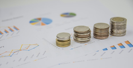 Finance background with market data and thai bath.