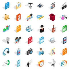 Mail equipment icons set, isometric style