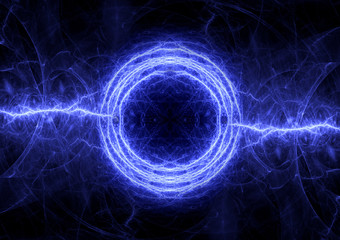 Blue electrical lightning, abstract plasma background