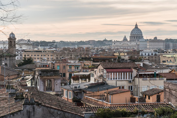 Fototapeta na wymiar Cityscape of Rome and Basilica of Saint Peter in the Vatican