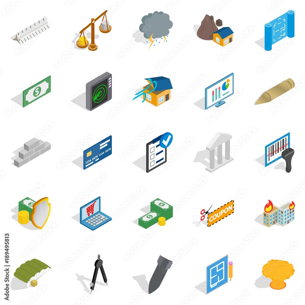 Poster feedback loop icons set, isometric style