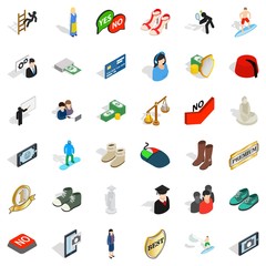 Authoritative icons set, isometric style
