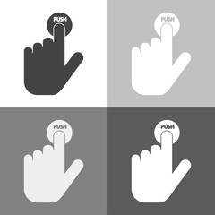 The hand clicks on the button. Cursor vector set icon on white-grey-black color