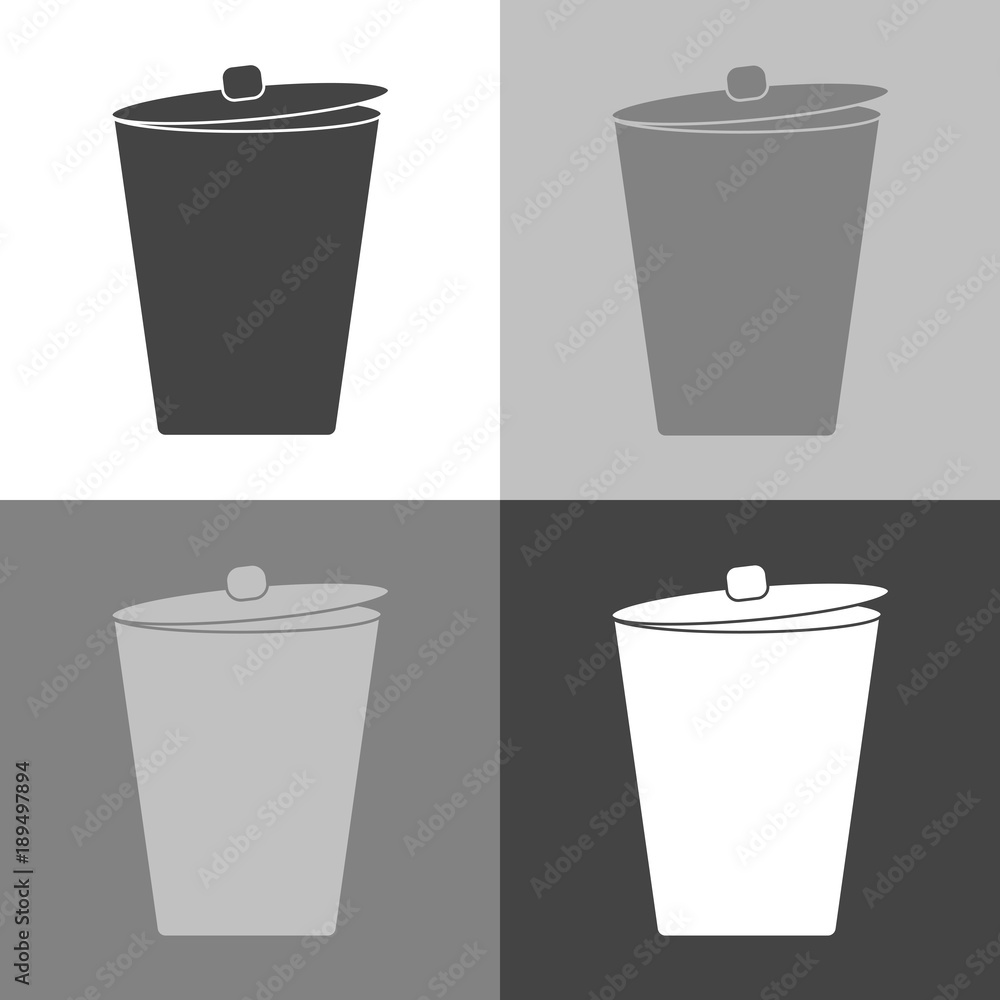 Poster the garbage container. vector icon trash can. waste.vector set icon on white-grey-black color