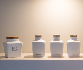 Ceramic bottle in bathroom