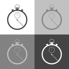 Obraz na płótnie Canvas Vector stopwatch icon. Vector stopwatch icon set on white-grey-black color