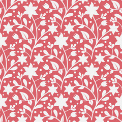 Seamless pattern flowers and leaves.