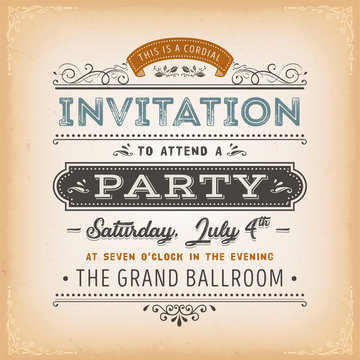 Vintage Invitation To A Party Card