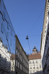 Fototapeta na wymiar clocktower uhrturm on schlossberg hill in graz, austria