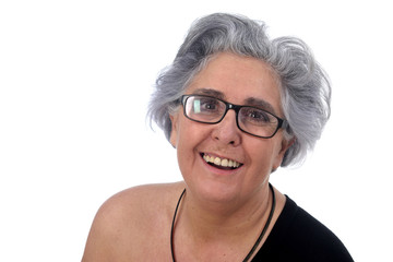 Fototapeta premium an older woman with a sexy posed on white background